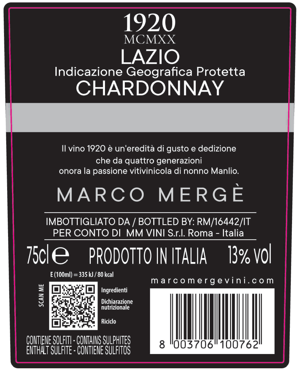 MCMXX-1920 - CHARDONNAY LAZIO IGP
