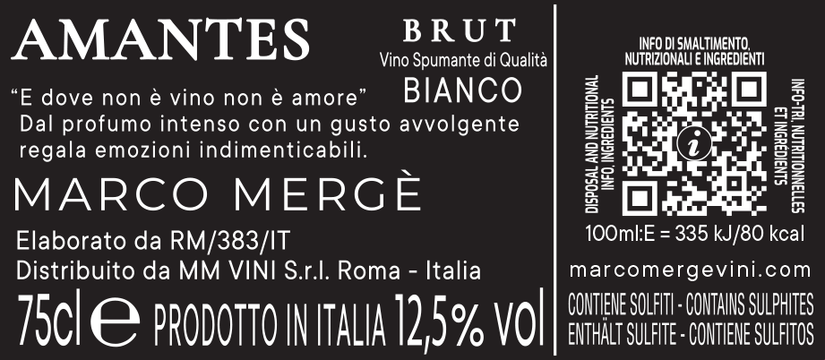 AMANTES - VINO SPUMANTE DI QUALITA' BRUT BLANC DE BLANCS