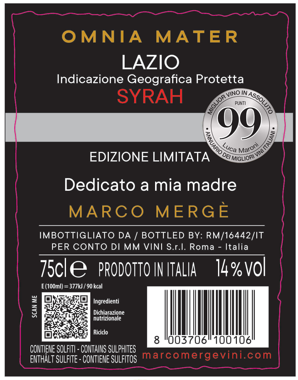 OMNIA MATER - SYRAH LAZIO IGP
